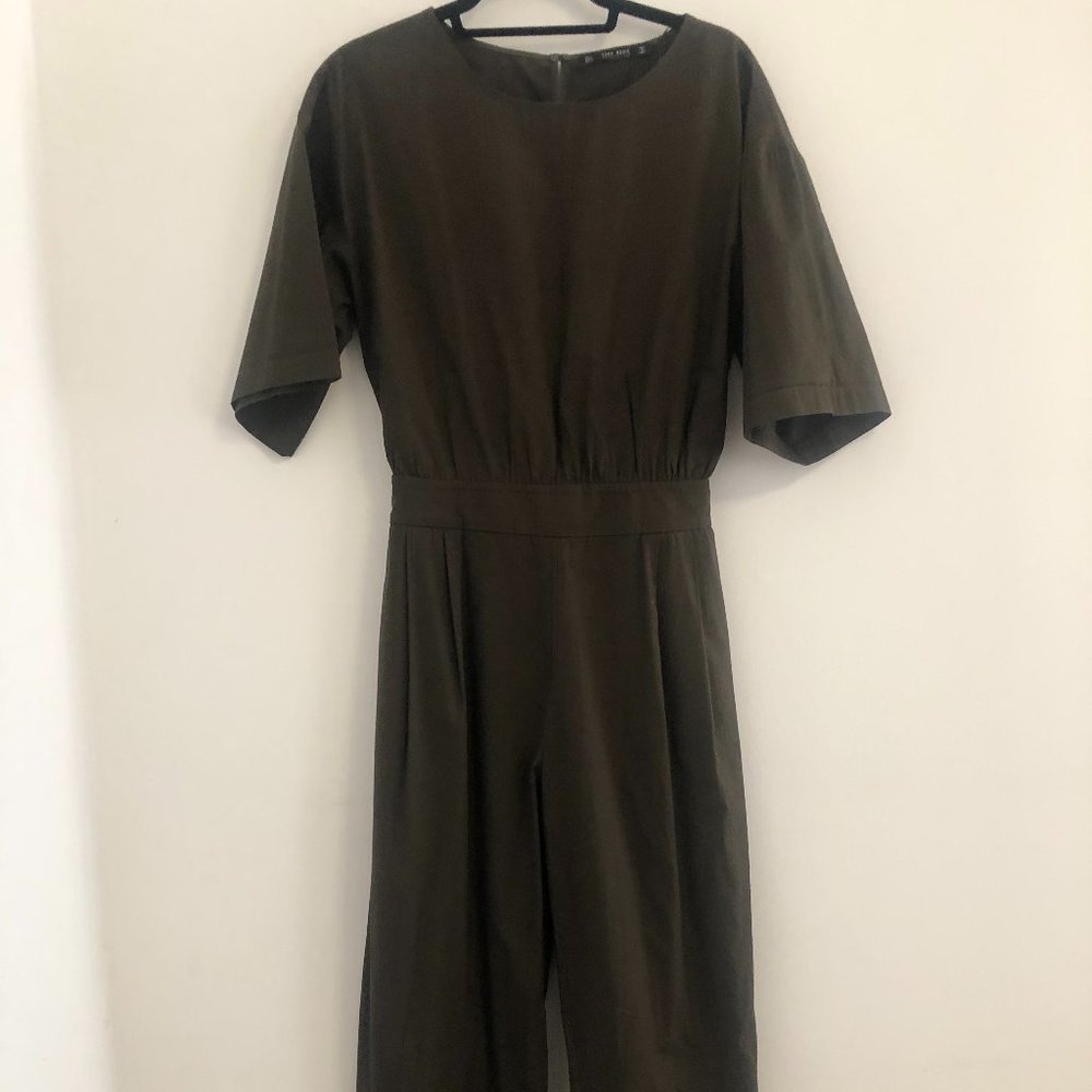 Zara Dark Olive/Green Open back Jumpsuit, Size L